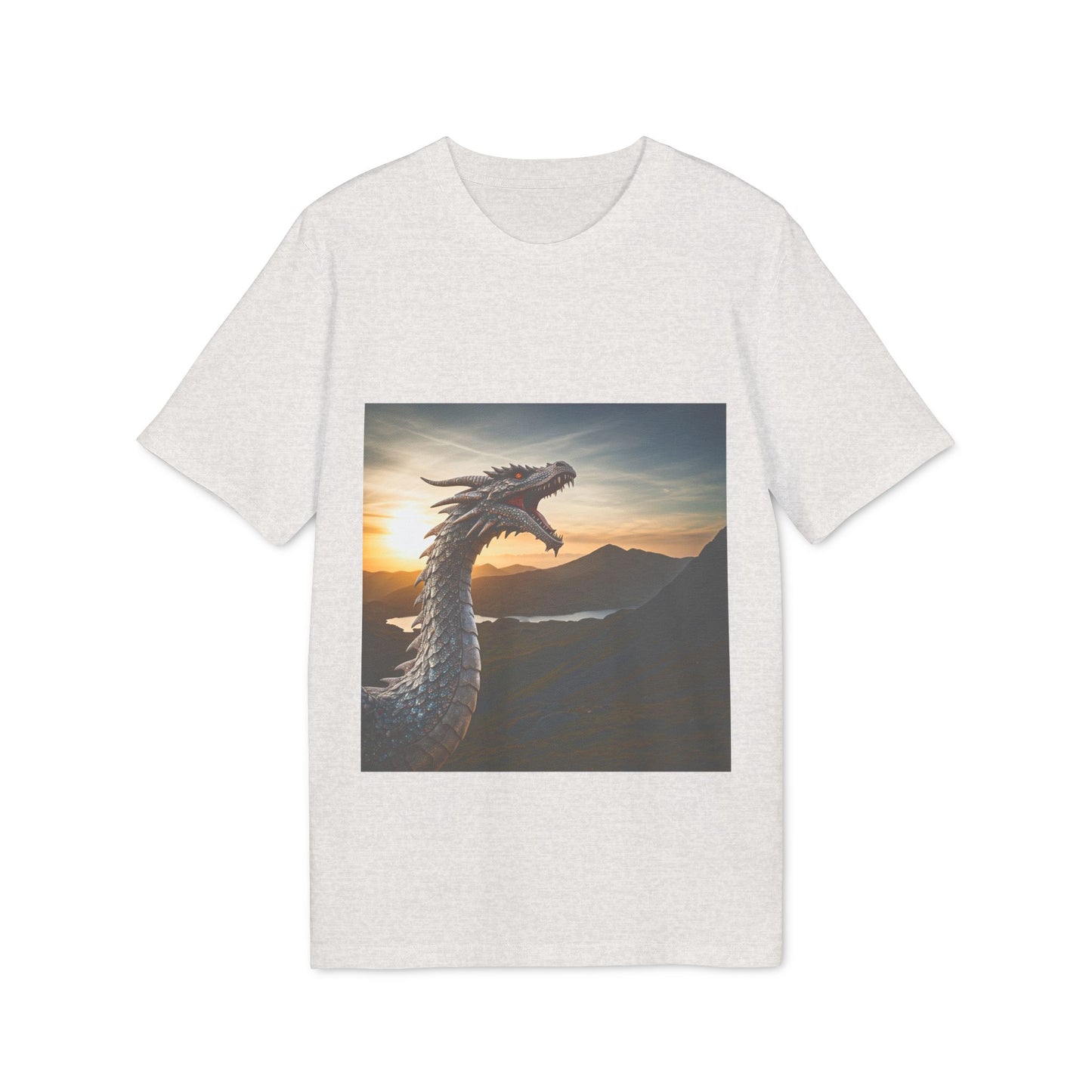 T-Shirt - Energetic Fire Dragon in front of Welsh Mountain